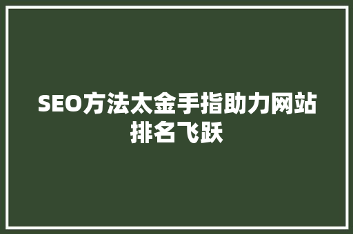 SEO方法太金手指助力网站排名飞跃