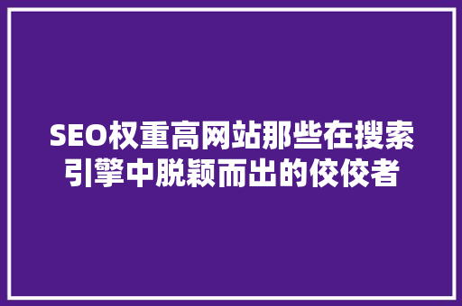SEO权重高网站那些在搜索引擎中脱颖而出的佼佼者