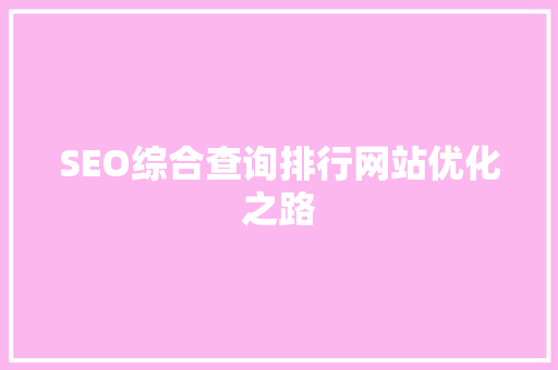 SEO综合查询排行网站优化之路