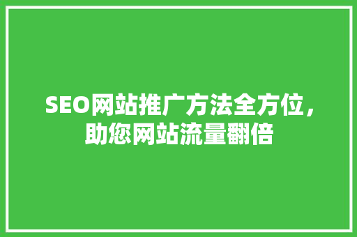SEO网站推广方法全方位，助您网站流量翻倍