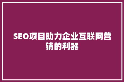 SEO项目助力企业互联网营销的利器