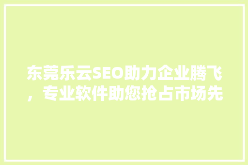 东莞乐云SEO助力企业腾飞，专业软件助您抢占市场先机