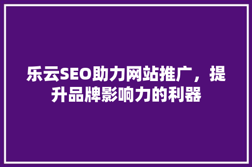 乐云SEO助力网站推广，提升品牌影响力的利器