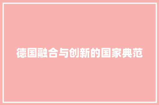 德国融合与创新的国家典范