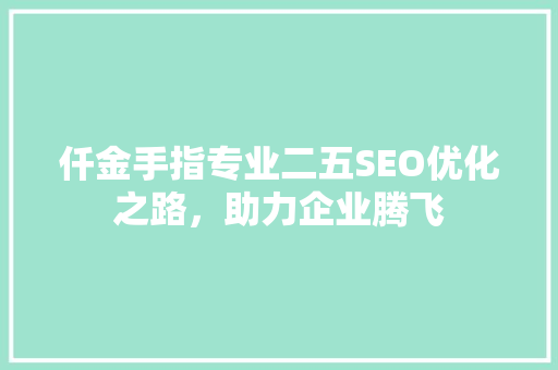 仟金手指专业二五SEO优化之路，助力企业腾飞