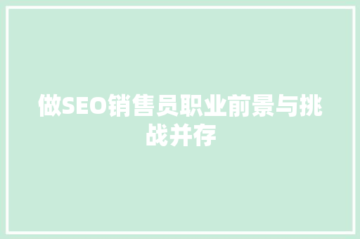 做SEO销售员职业前景与挑战并存
