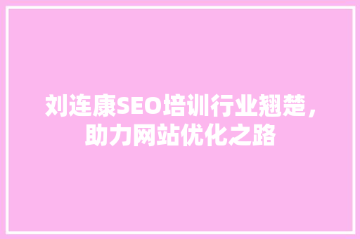 刘连康SEO培训行业翘楚，助力网站优化之路