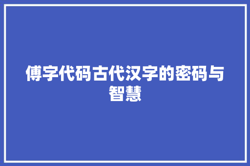 傅字代码古代汉字的密码与智慧
