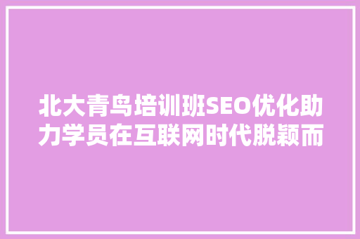 北大青鸟培训班SEO优化助力学员在互联网时代脱颖而出