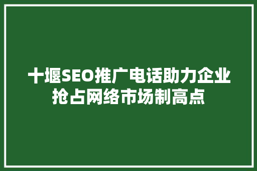 十堰SEO推广电话助力企业抢占网络市场制高点