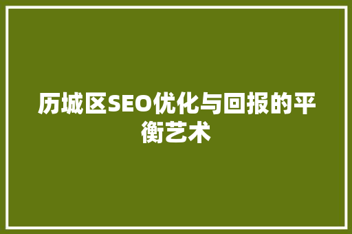 历城区SEO优化与回报的平衡艺术