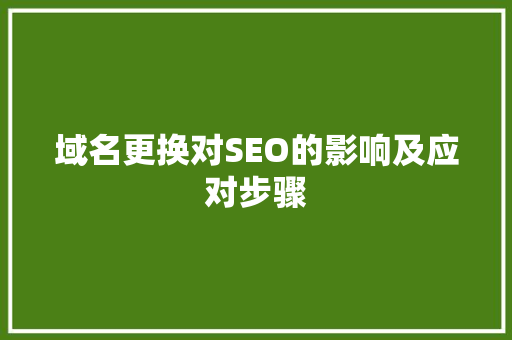 域名更换对SEO的影响及应对步骤