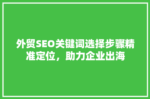外贸SEO关键词选择步骤精准定位，助力企业出海  第1张