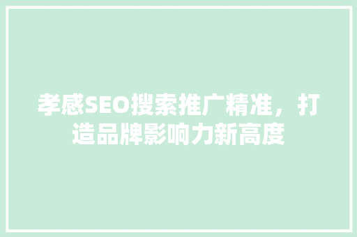 孝感SEO搜索推广精准，打造品牌影响力新高度