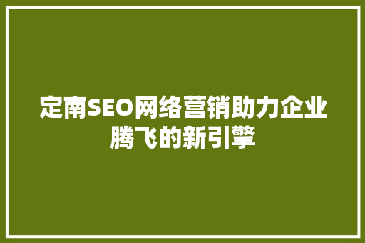 定南SEO网络营销助力企业腾飞的新引擎