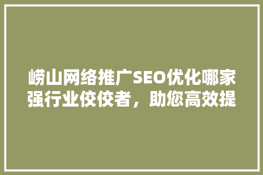 崂山网络推广SEO优化哪家强行业佼佼者，助您高效提升网站排名