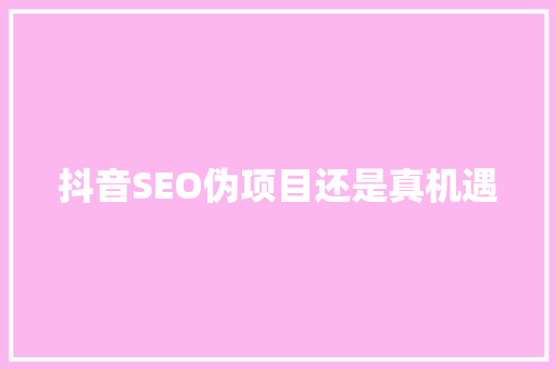 抖音SEO伪项目还是真机遇