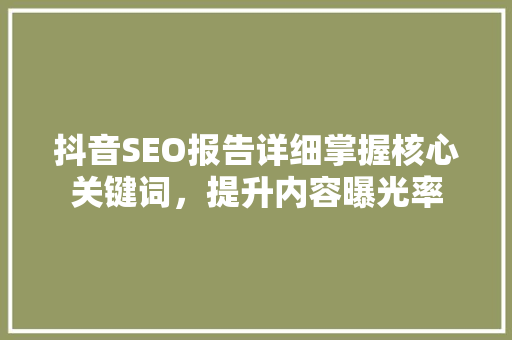 抖音SEO报告详细掌握核心关键词，提升内容曝光率
