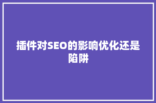 插件对SEO的影响优化还是陷阱