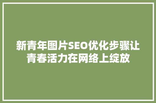新青年图片SEO优化步骤让青春活力在网络上绽放