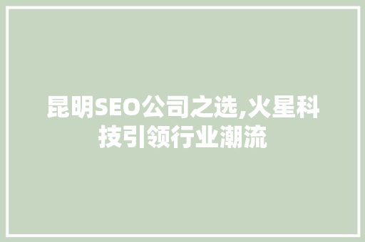 昆明SEO公司之选,火星科技引领行业潮流