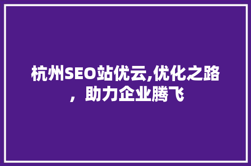 杭州SEO站优云,优化之路，助力企业腾飞