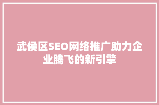 武侯区SEO网络推广助力企业腾飞的新引擎