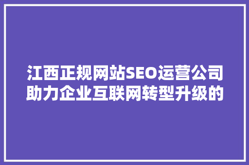 江西正规网站SEO运营公司助力企业互联网转型升级的得力助手