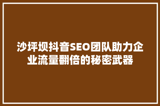 沙坪坝抖音SEO团队助力企业流量翻倍的秘密武器  第1张
