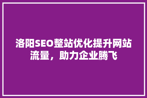 洛阳SEO整站优化提升网站流量，助力企业腾飞