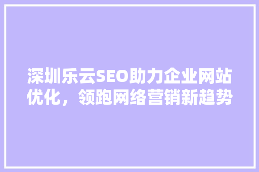 深圳乐云SEO助力企业网站优化，领跑网络营销新趋势