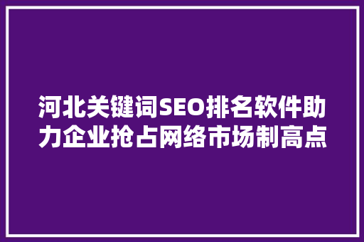 河北关键词SEO排名软件助力企业抢占网络市场制高点