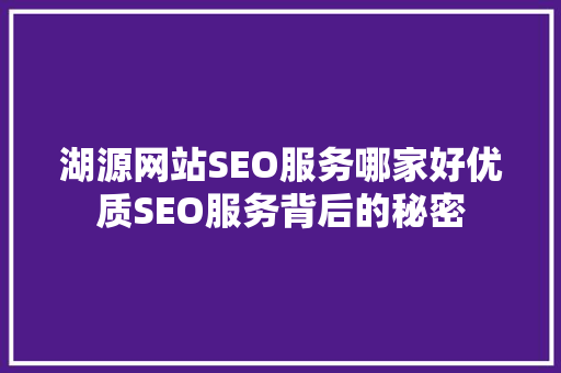 湖源网站SEO服务哪家好优质SEO服务背后的秘密