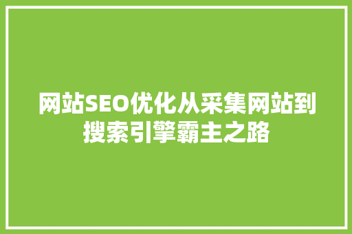 网站SEO优化从采集网站到搜索引擎霸主之路