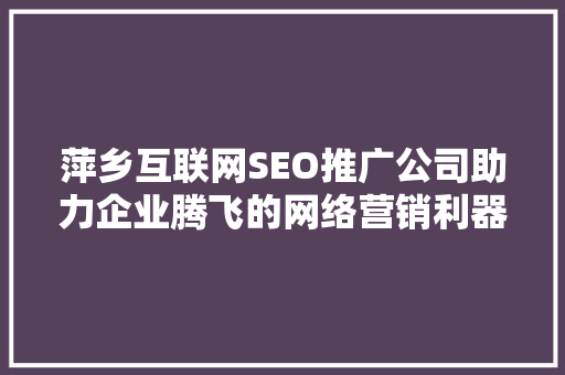 萍乡互联网SEO推广公司助力企业腾飞的网络营销利器