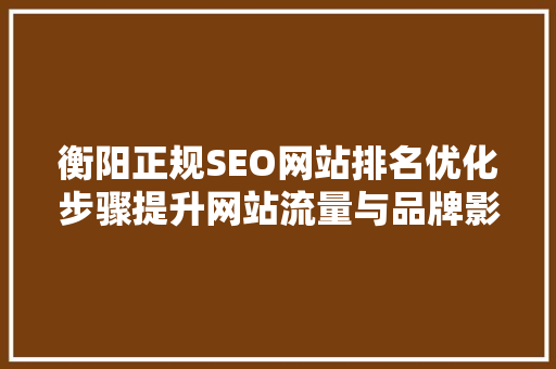 衡阳正规SEO网站排名优化步骤提升网站流量与品牌影响力