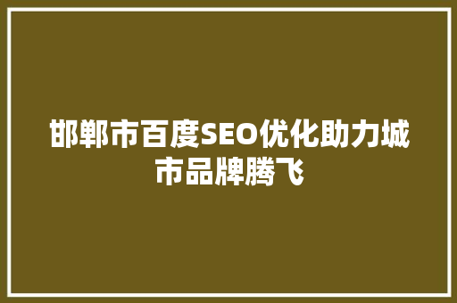 邯郸市百度SEO优化助力城市品牌腾飞
