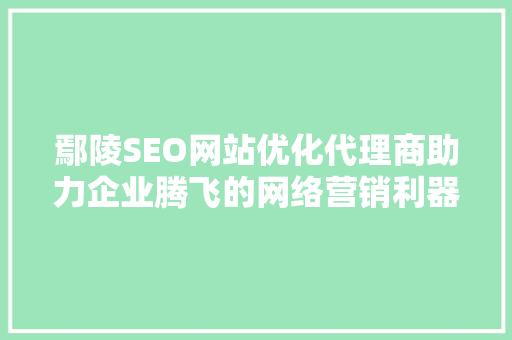 鄢陵SEO网站优化代理商助力企业腾飞的网络营销利器