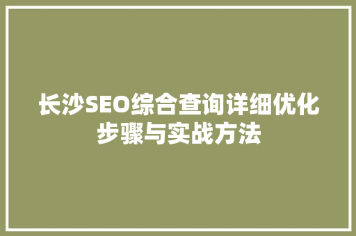 长沙SEO综合查询详细优化步骤与实战方法