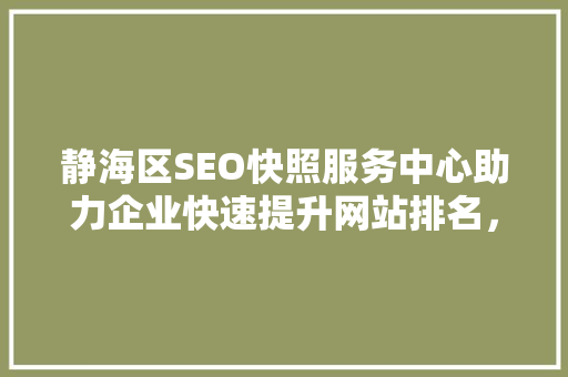 静海区SEO快照服务中心助力企业快速提升网站排名，抢占互联网市场先机