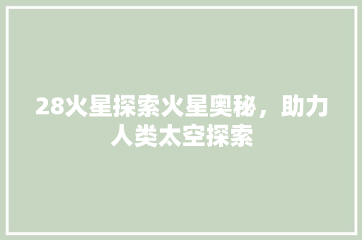 28火星探索火星奥秘，助力人类太空探索  第1张