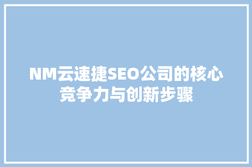 NM云速捷SEO公司的核心竞争力与创新步骤