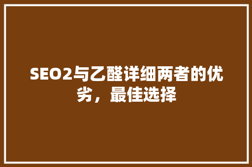 SEO2与乙醛详细两者的优劣，最佳选择