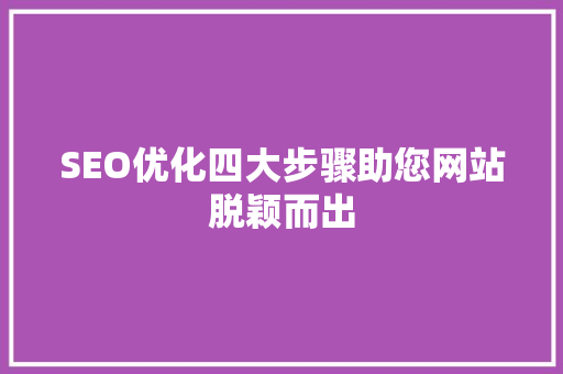 SEO优化四大步骤助您网站脱颖而出