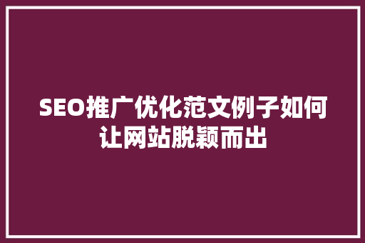 SEO推广优化范文例子如何让网站脱颖而出