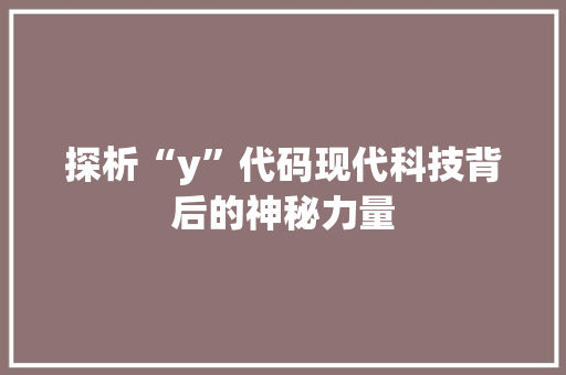 探析“y”代码现代科技背后的神秘力量