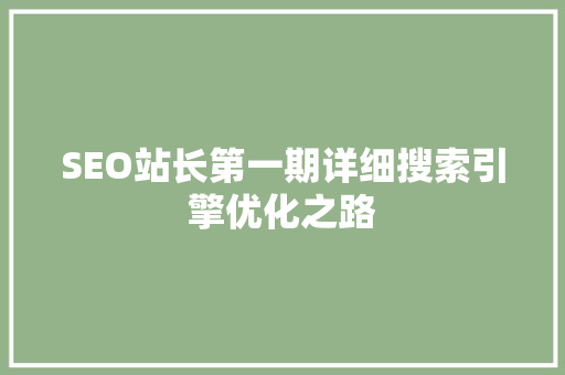SEO站长第一期详细搜索引擎优化之路