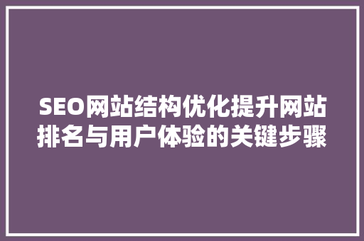 SEO网站结构优化提升网站排名与用户体验的关键步骤