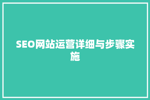 SEO网站运营详细与步骤实施