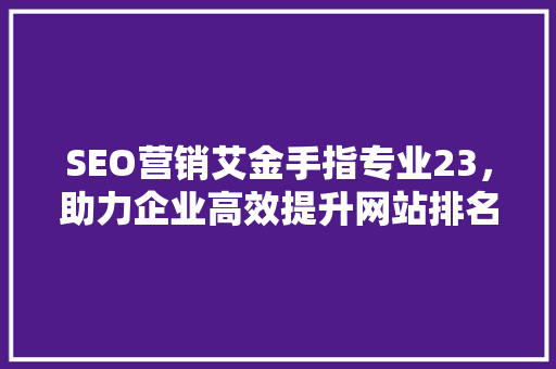 SEO营销艾金手指专业23，助力企业高效提升网站排名